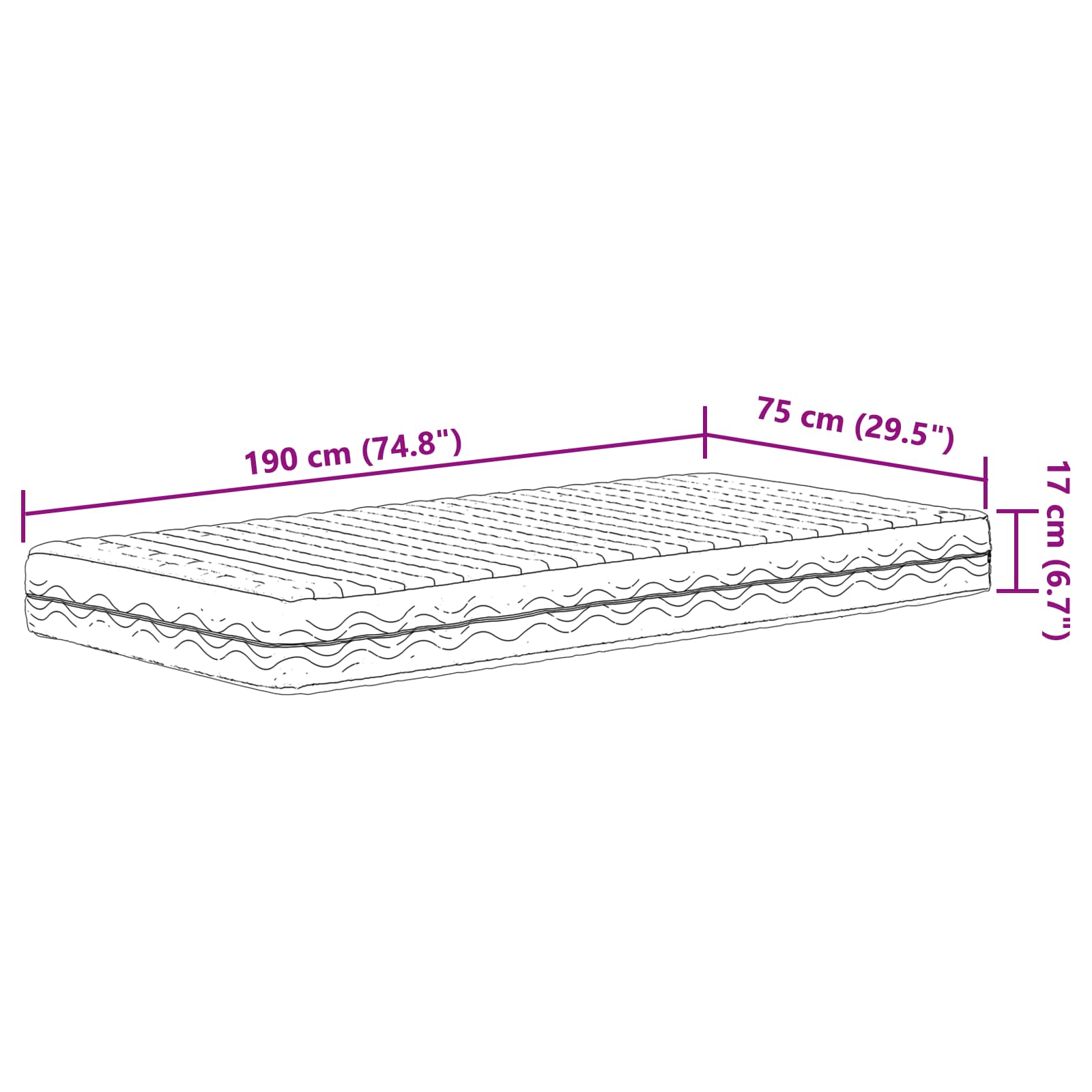 Schaumstoffmatratze H2 & H3 75 x 190 cm Weiß