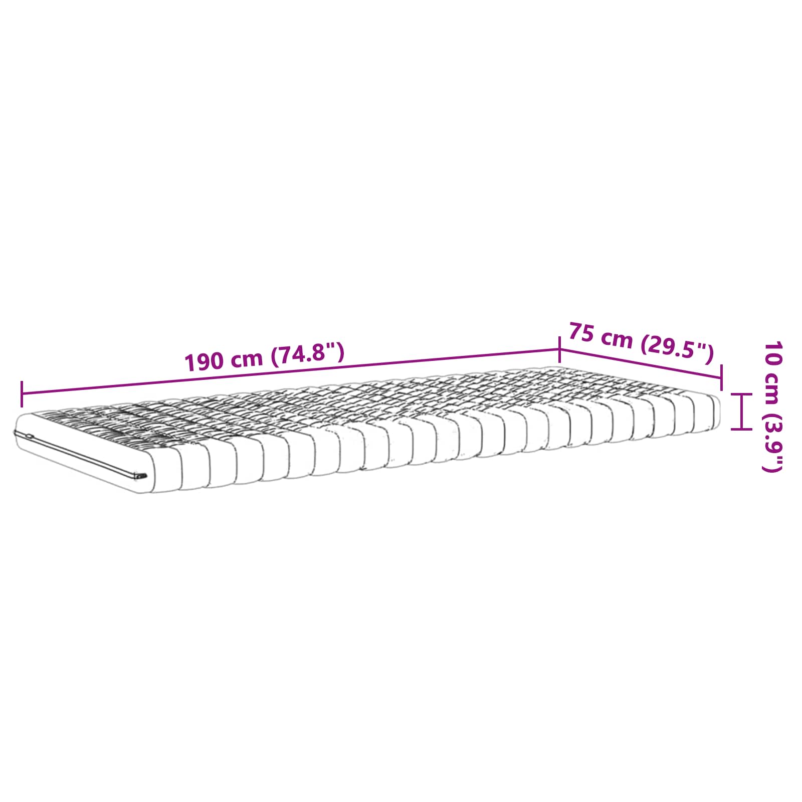 Schaumstoffmatratze 75 x 190 cm Weiß