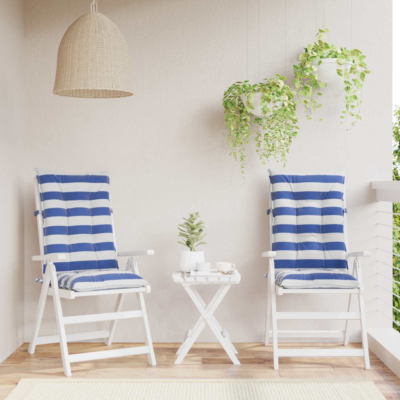 Kissen für draußen 2 pcs Blau und Weiß 120 x 50 x 7 cm Stoff