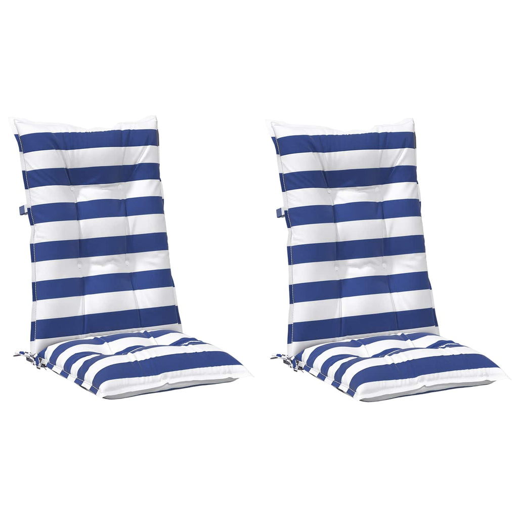 Kissen für draußen 2 pcs Blau und Weiß 120 x 50 x 7 cm Stoff