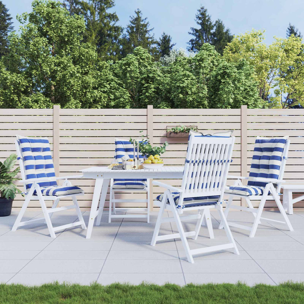 Kissen für draußen 4 pcs Blau und Weiß 120 x 50 x 7 cm Stoff