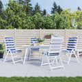 Kissen für draußen 4 pcs Blau und Weiß 120 x 50 x 7 cm Stoff