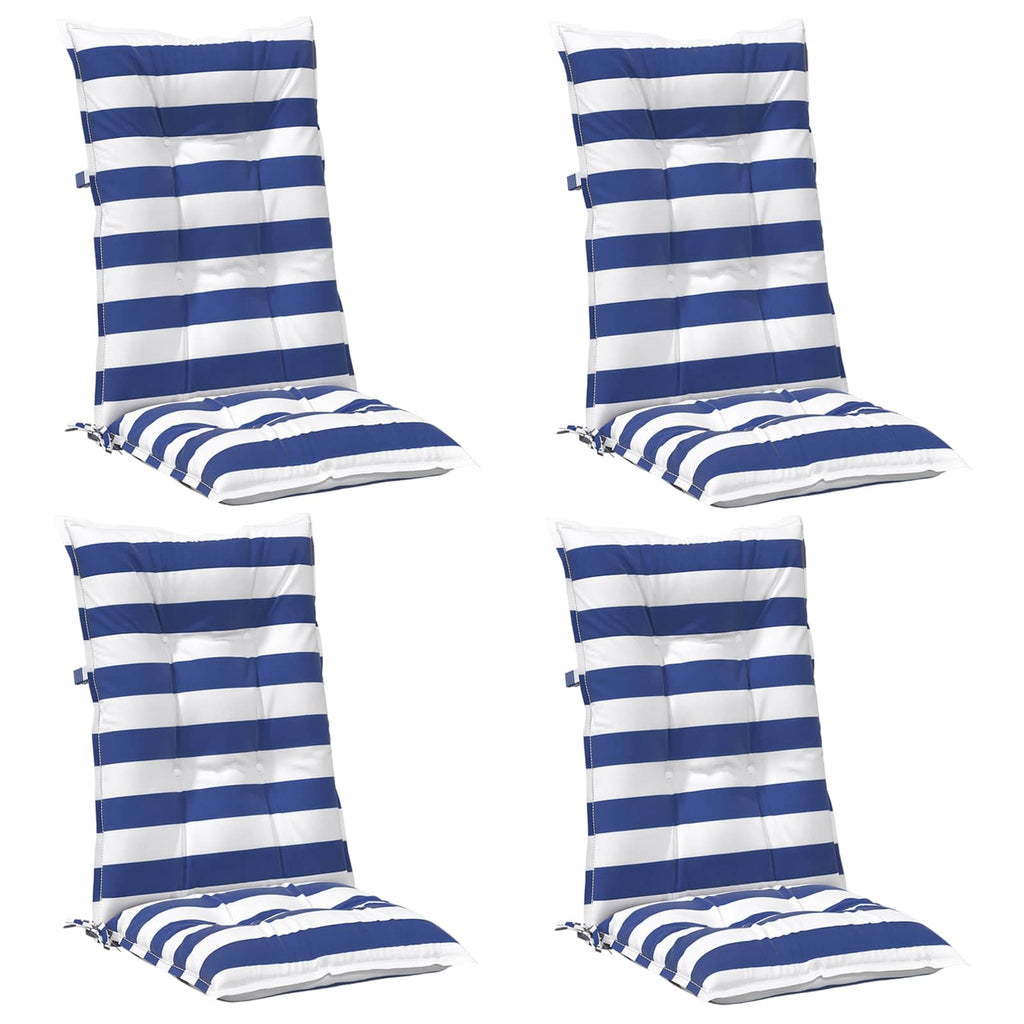 Kissen für draußen 4 pcs Blau und Weiß 120 x 50 x 7 cm Stoff