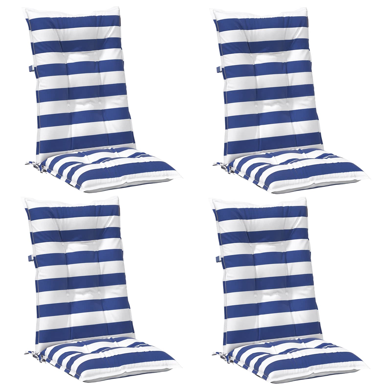 Kissen für draußen 4 pcs Blau und Weiß 120 x 50 x 7 cm Stoff