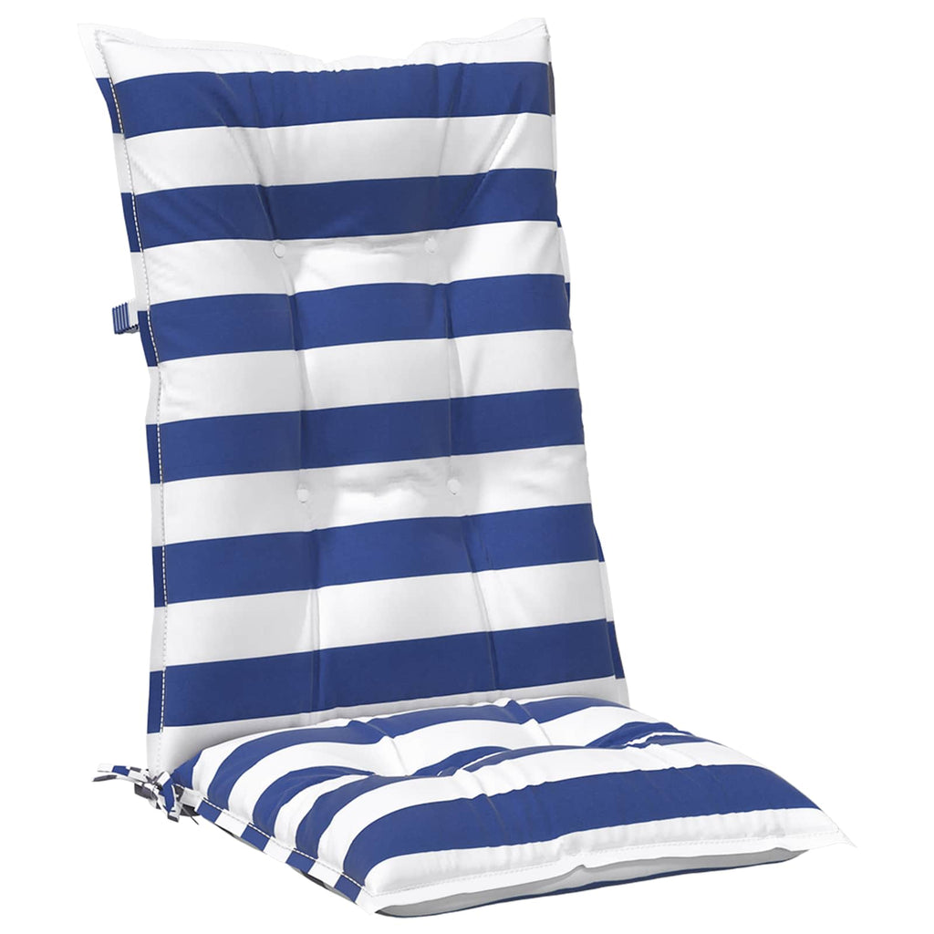 Kissen für draußen 4 pcs Blau und Weiß 120 x 50 x 7 cm Stoff