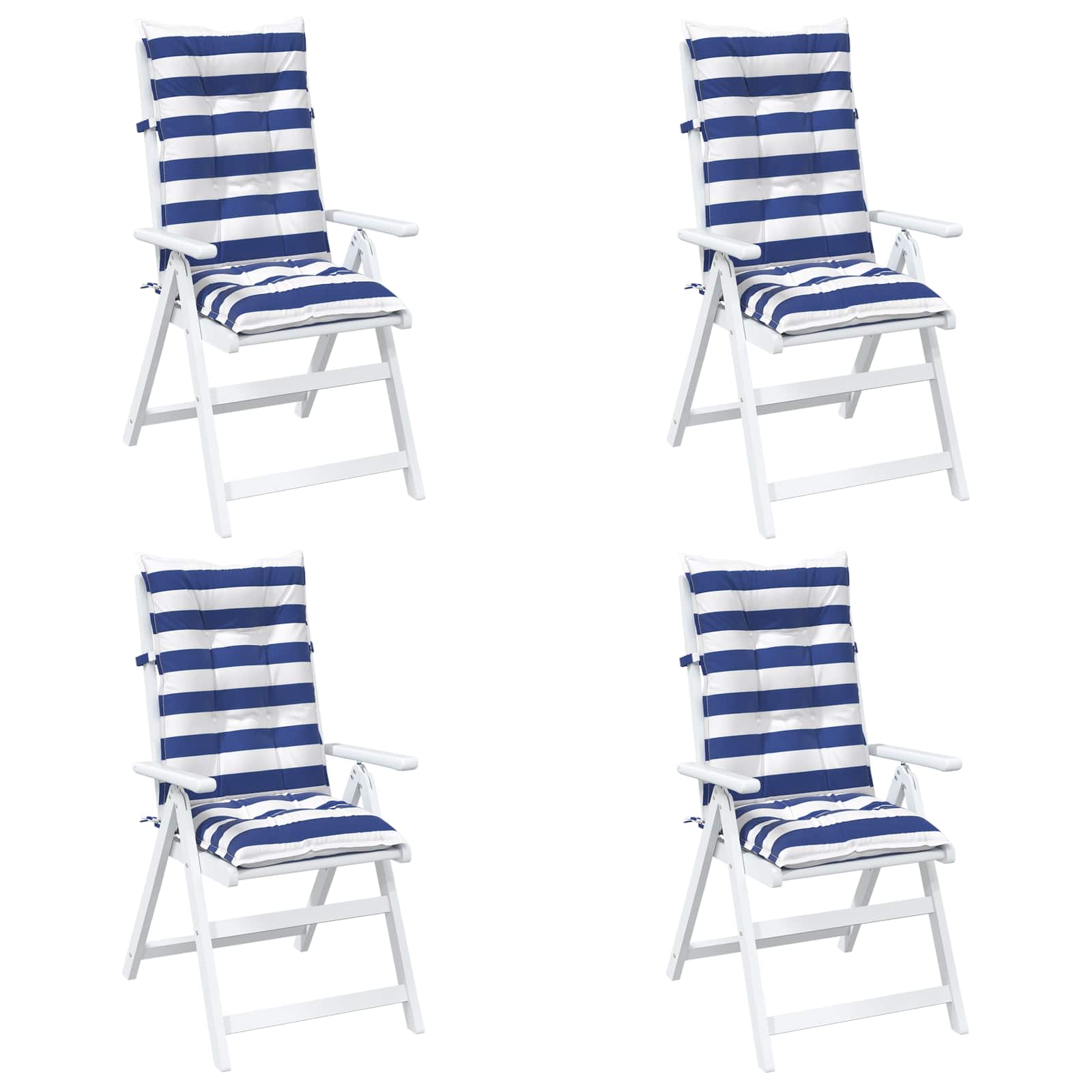 Kissen für draußen 4 pcs Blau und Weiß 120 x 50 x 7 cm Stoff
