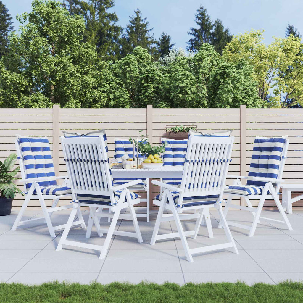 Outdoor-Kissen 6 Stück Blau und Weiß 120 x 50 x 7 cm Stoff