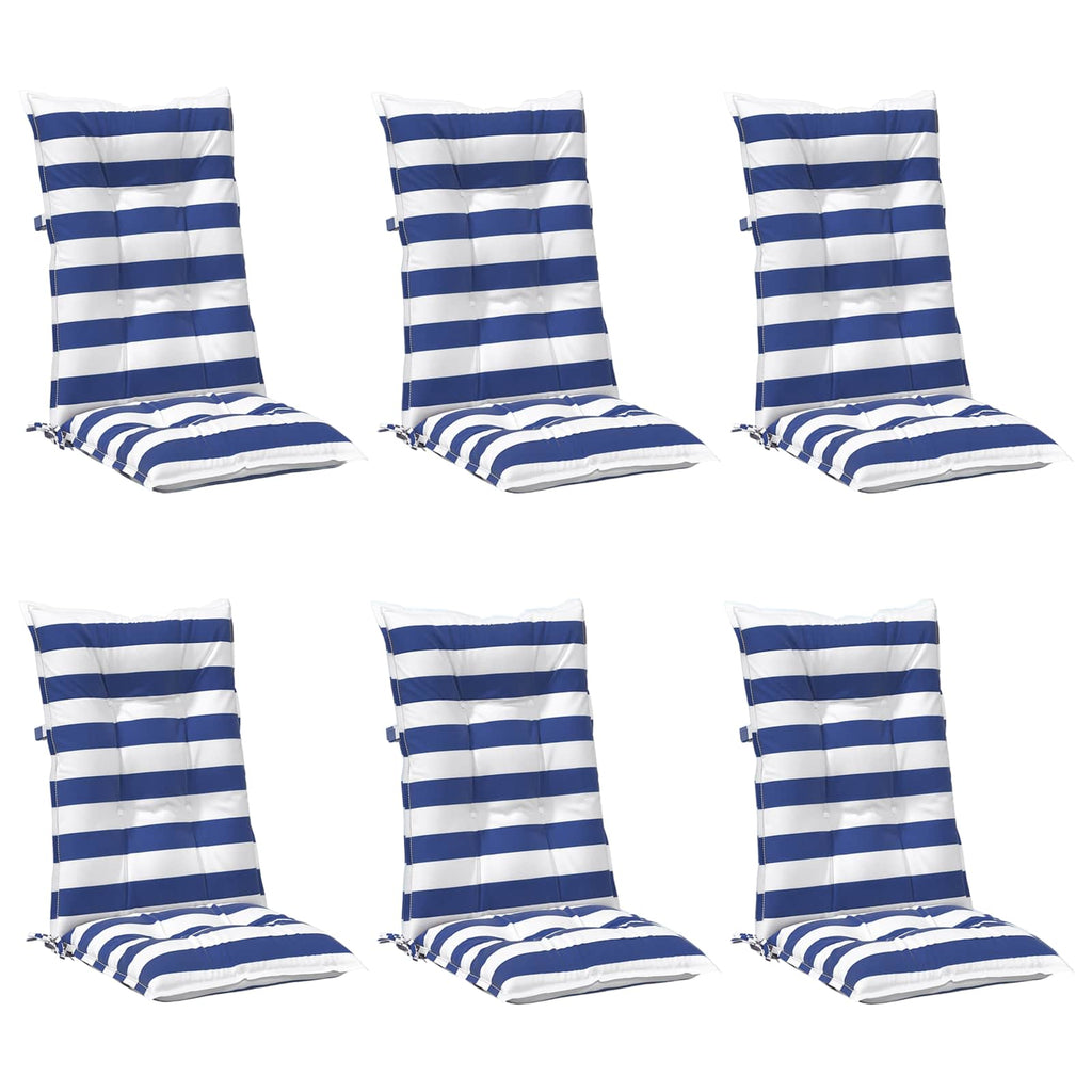Outdoor-Kissen 6 Stück Blau und Weiß 120 x 50 x 7 cm Stoff