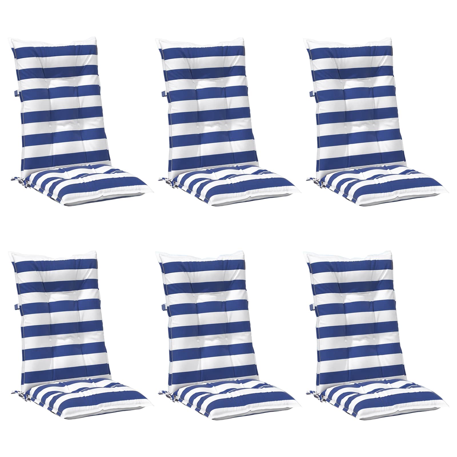 Outdoor-Kissen 6 Stück Blau und Weiß 120 x 50 x 7 cm Stoff