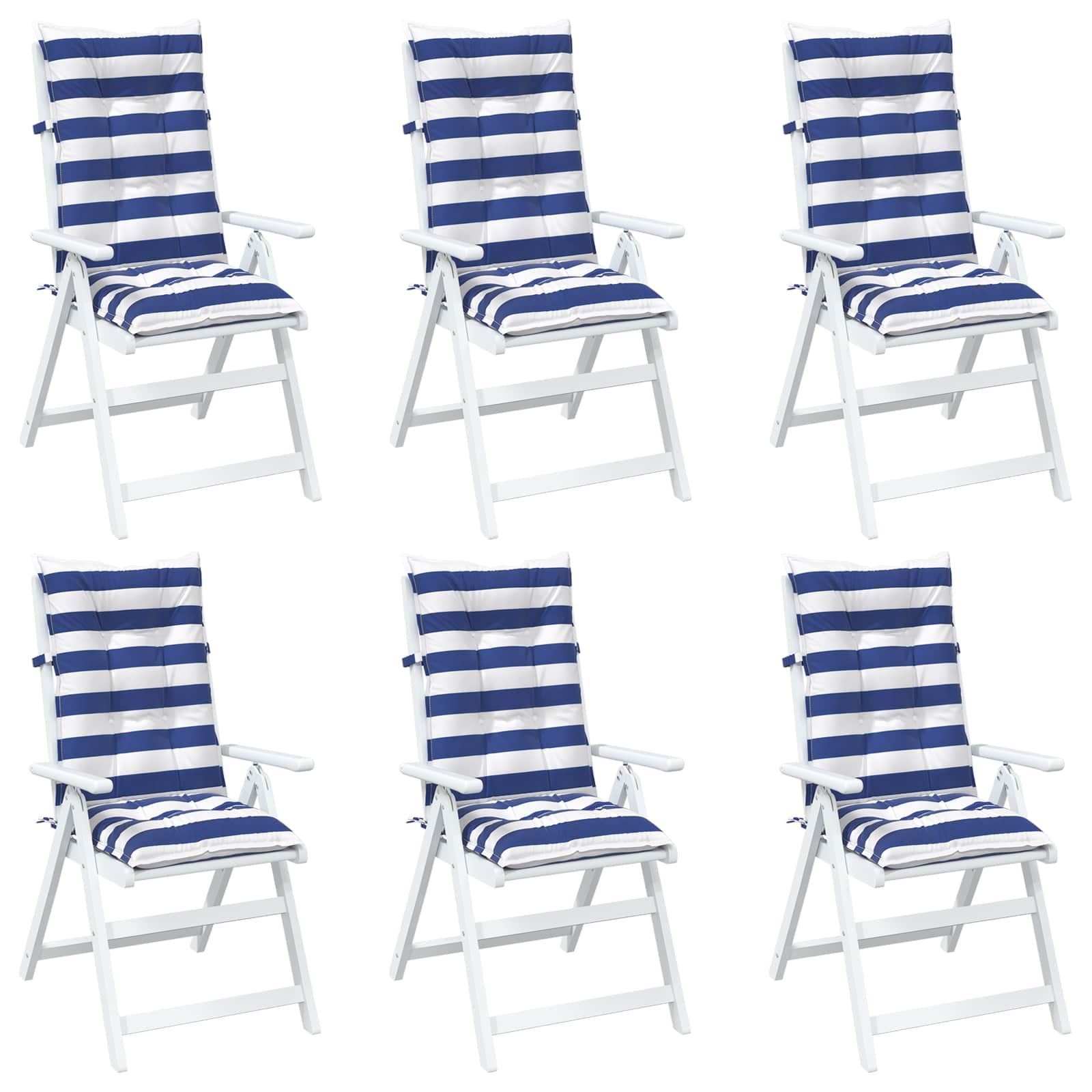 Outdoor-Kissen 6 Stück Blau und Weiß 120 x 50 x 7 cm Stoff