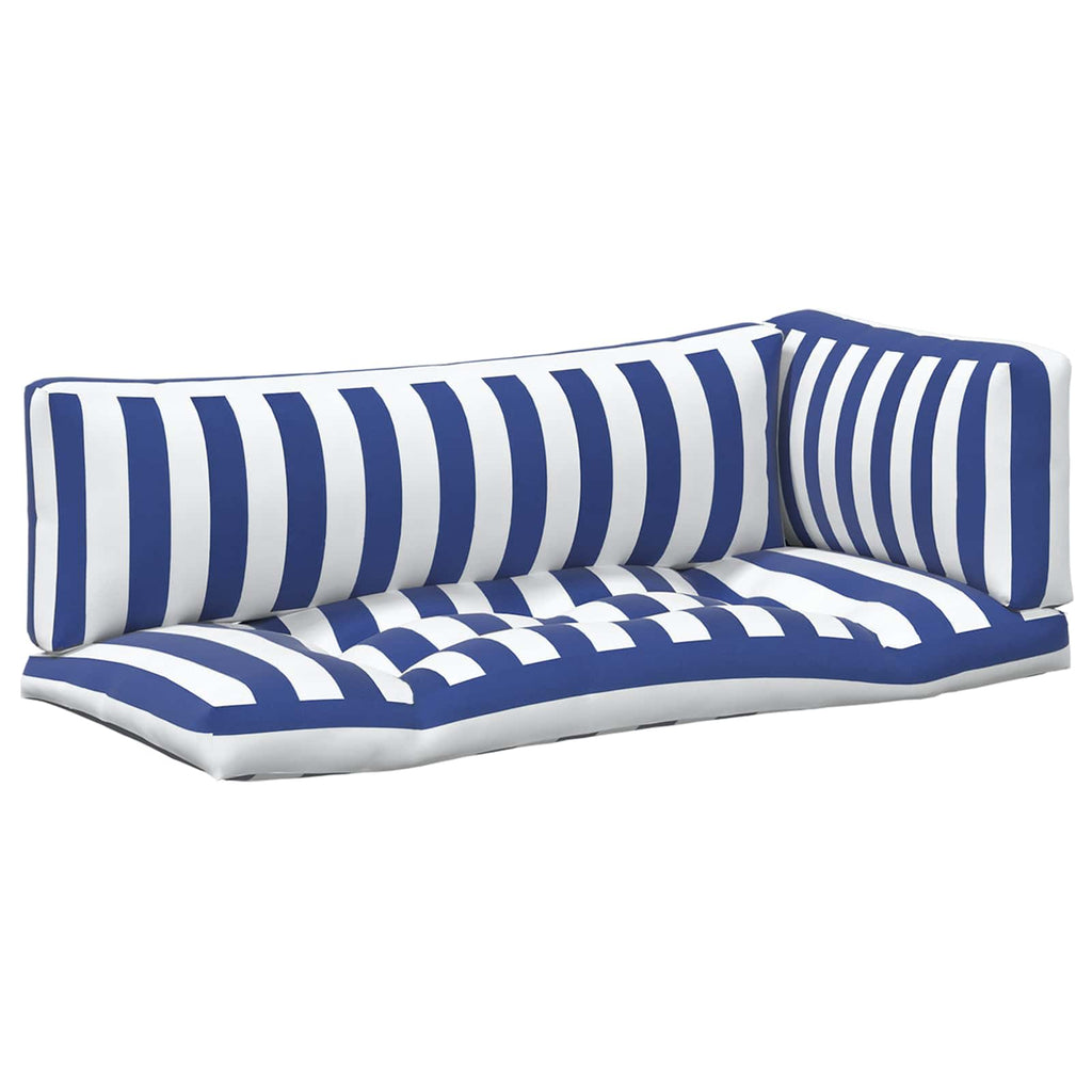 Kissen für draußen 3 pcs Blau und Weiß 103 x 58 x 10 cm Stoff