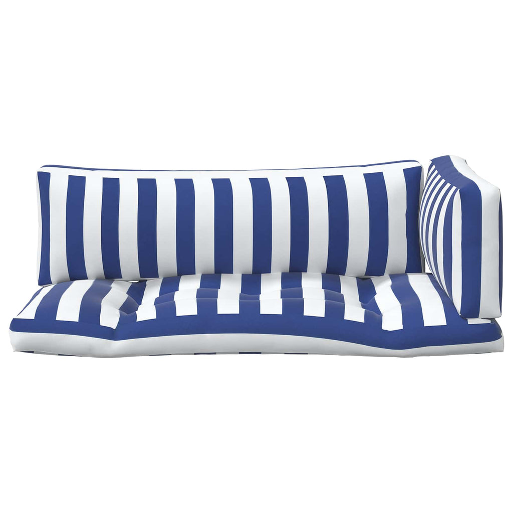 Kissen für draußen 3 pcs Blau und Weiß 103 x 58 x 10 cm Stoff