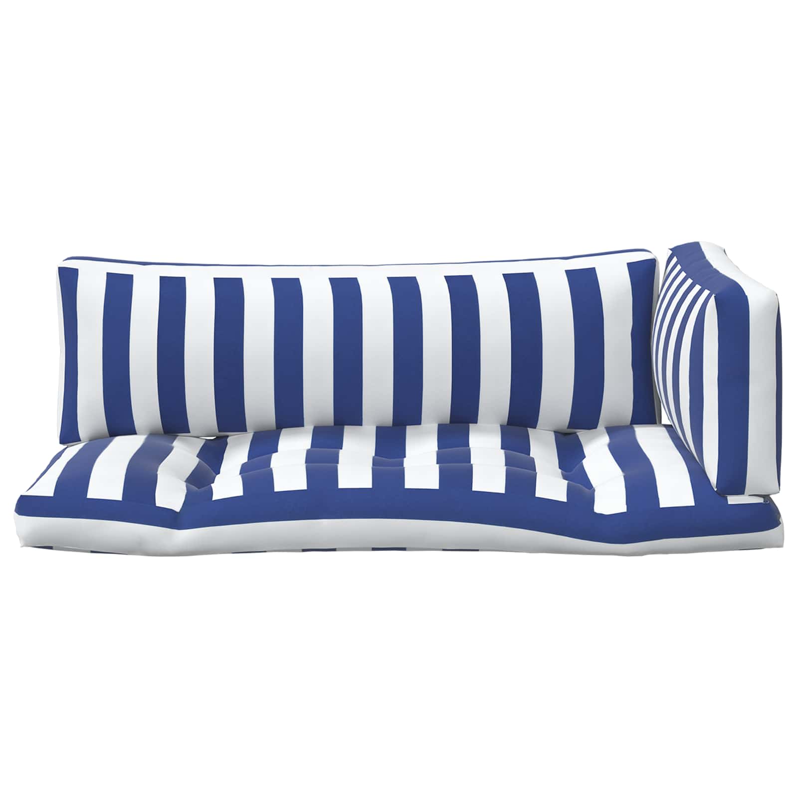 Kissen für draußen 3 pcs Blau und Weiß 103 x 58 x 10 cm Stoff