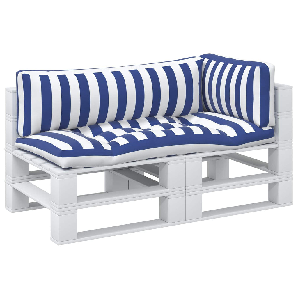 Kissen für draußen 3 pcs Blau und Weiß 103 x 58 x 10 cm Stoff