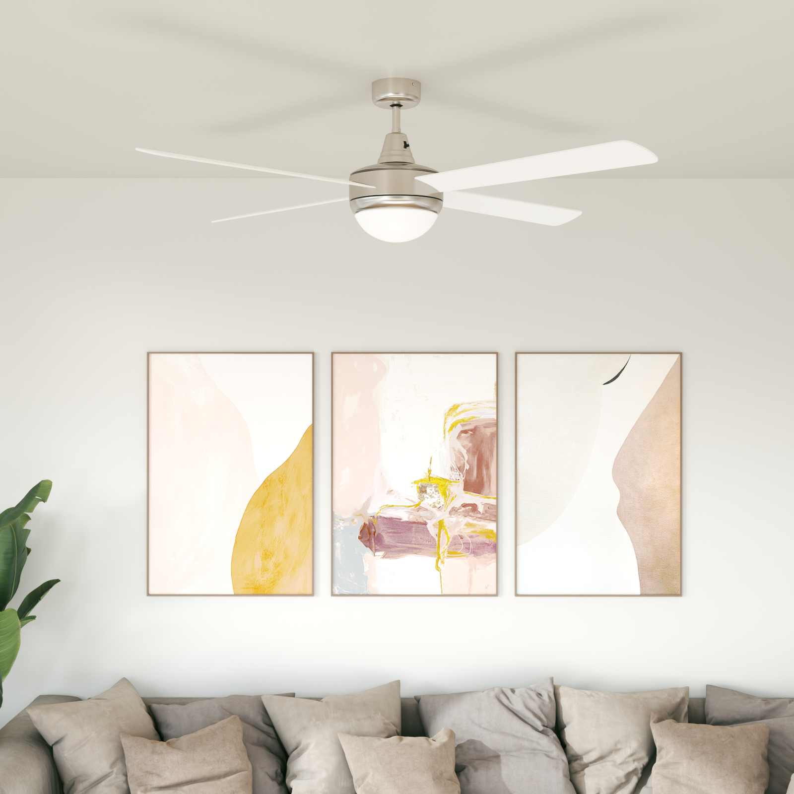 Deckenventilator mit Licht und Fernbedienung Ø 130 cm Weiß