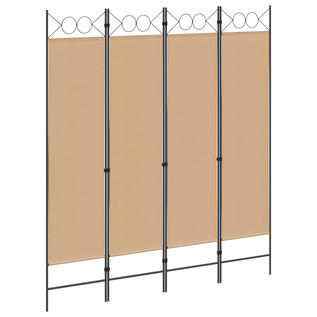 4-teiliger Raumteiler Beige 160 x 180 cm Stoff