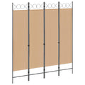 4-teiliger Raumteiler Beige 160 x 180 cm Stoff