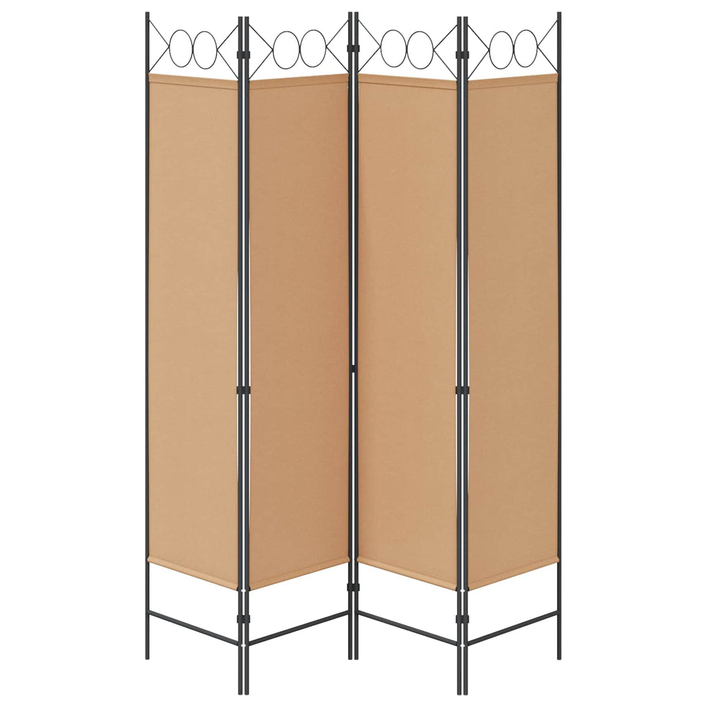 4-teiliger Raumteiler Beige 160 x 180 cm Stoff