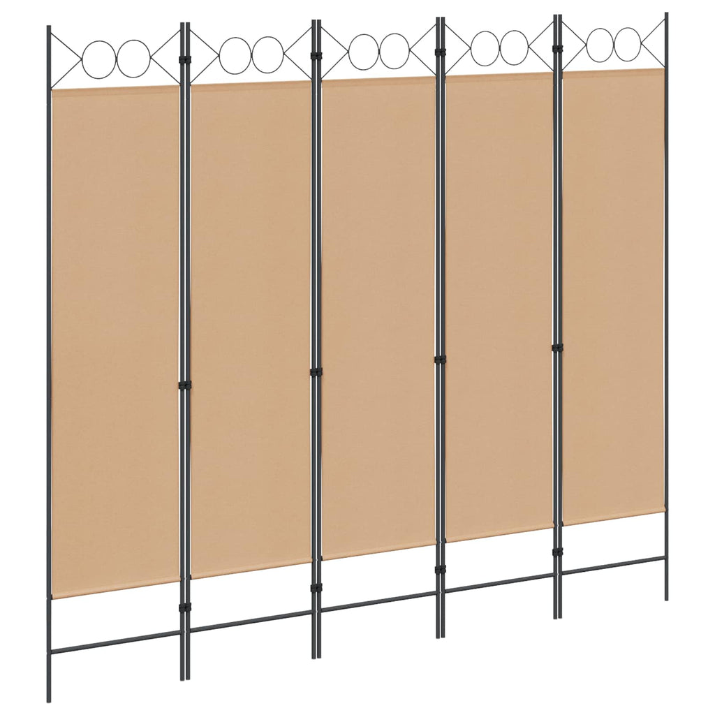 5-teiliger Raumteiler Beige 200 x 180 cm Stoff