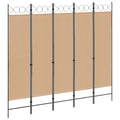 5-teiliger Raumteiler Beige 200 x 180 cm Stoff