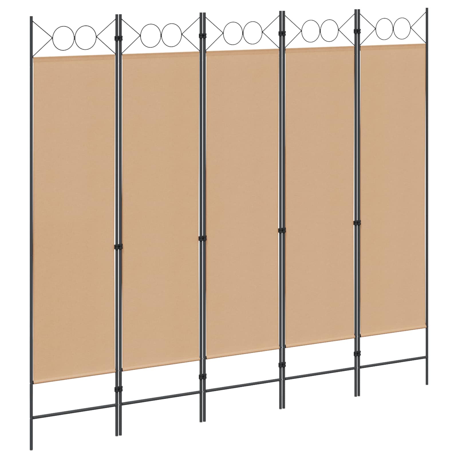 5-teiliger Raumteiler Beige 200 x 180 cm Stoff