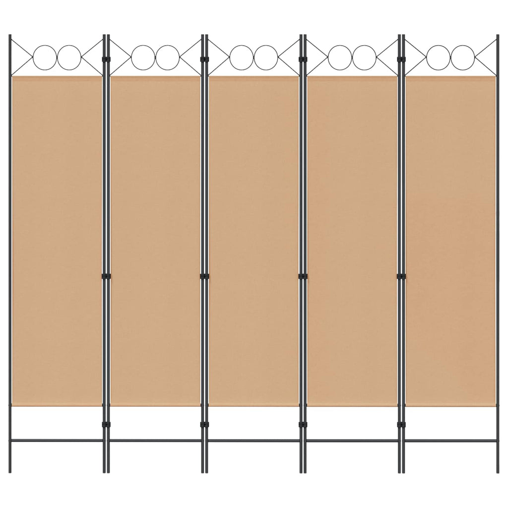 5-teiliger Raumteiler Beige 200 x 180 cm Stoff