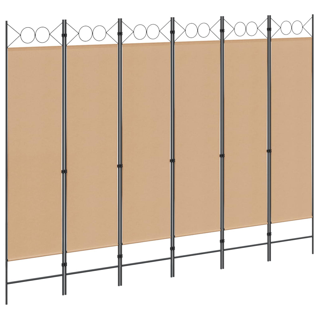 6-teiliger Raumtrenner Beige 240 x 180 cm Stoff