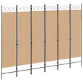 6-teiliger Raumtrenner Beige 240 x 180 cm Stoff