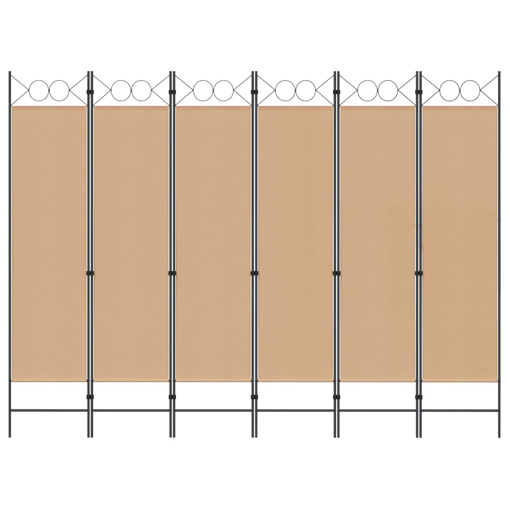 6-teiliger Raumtrenner Beige 240 x 180 cm Stoff