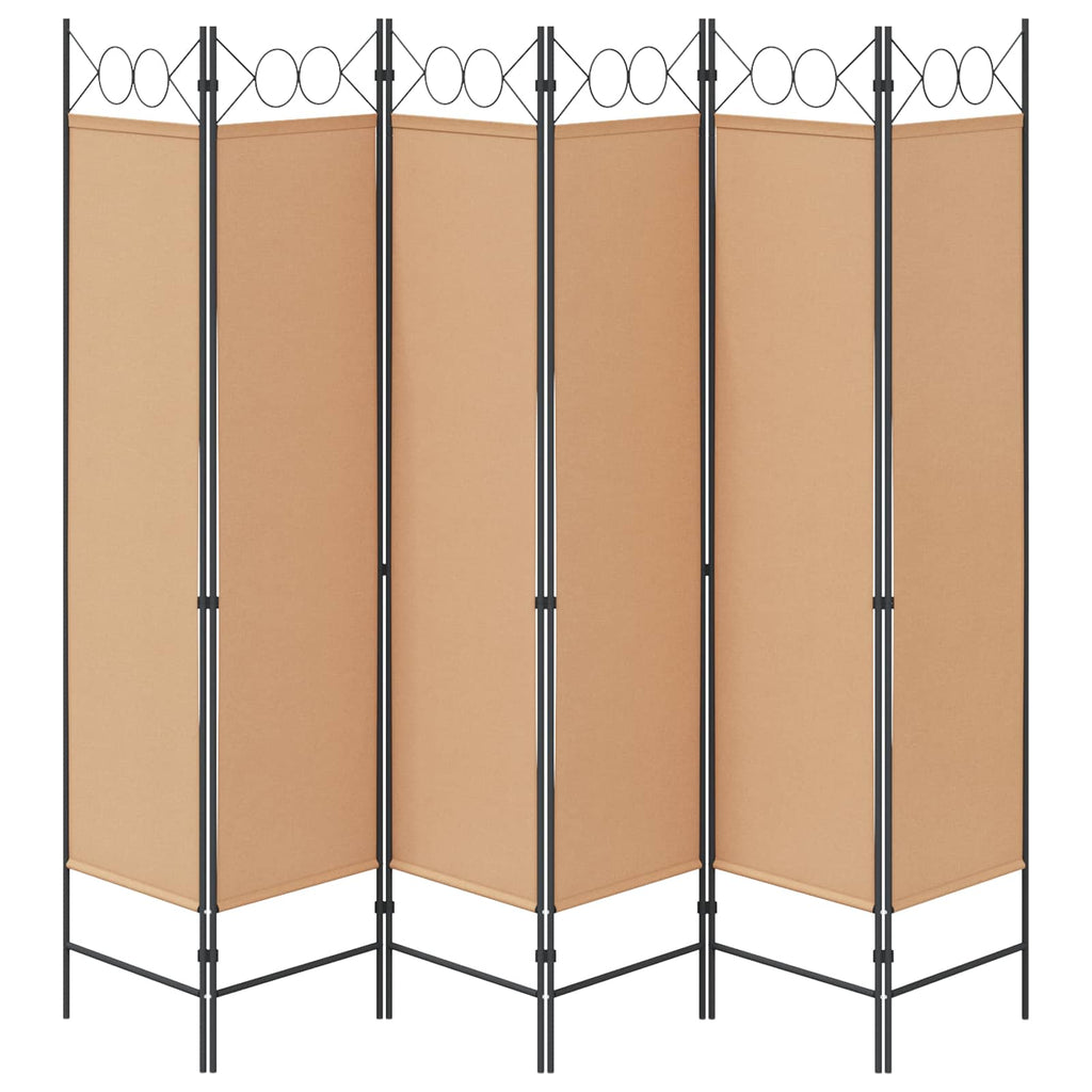 6-teiliger Raumtrenner Beige 240 x 180 cm Stoff
