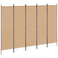 5-teiliger Raumteiler Beige 250 x 180 cm Stoff