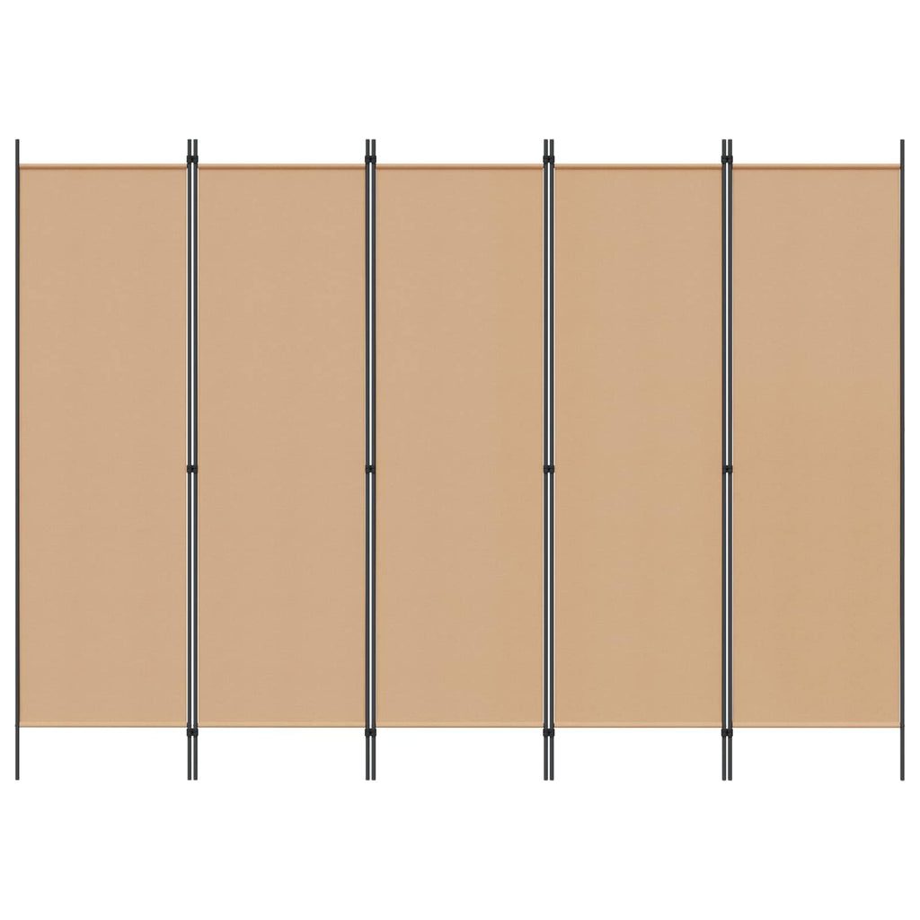 5-teiliger Raumteiler Beige 250 x 180 cm Stoff