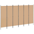 6-teiliger Raumtrenner Beige 300 x 180 cm Stoff