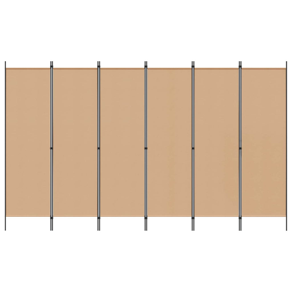 6-teiliger Raumtrenner Beige 300 x 180 cm Stoff