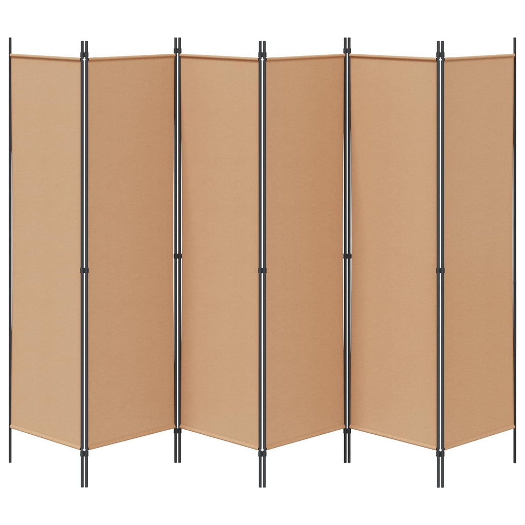 6-teiliger Raumtrenner Beige 300 x 180 cm Stoff