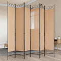 6-teiliger Raumtrenner Beige 240 x 200 cm Stoff