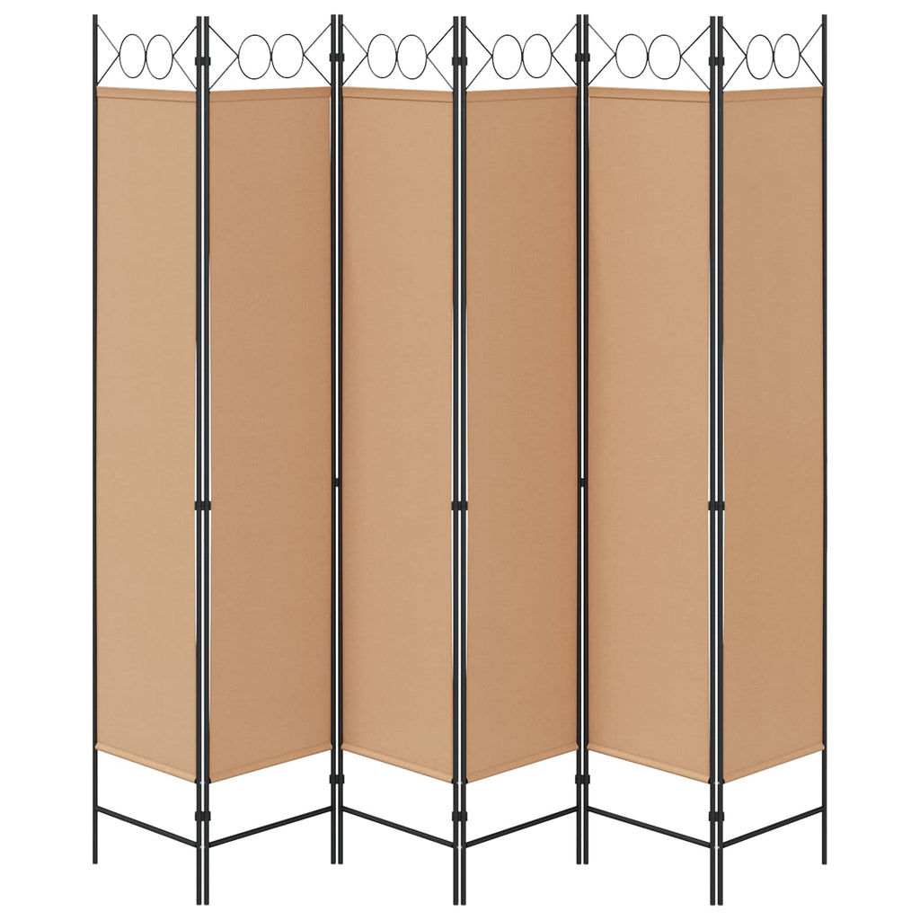 6-teiliger Raumtrenner Beige 240 x 200 cm Stoff