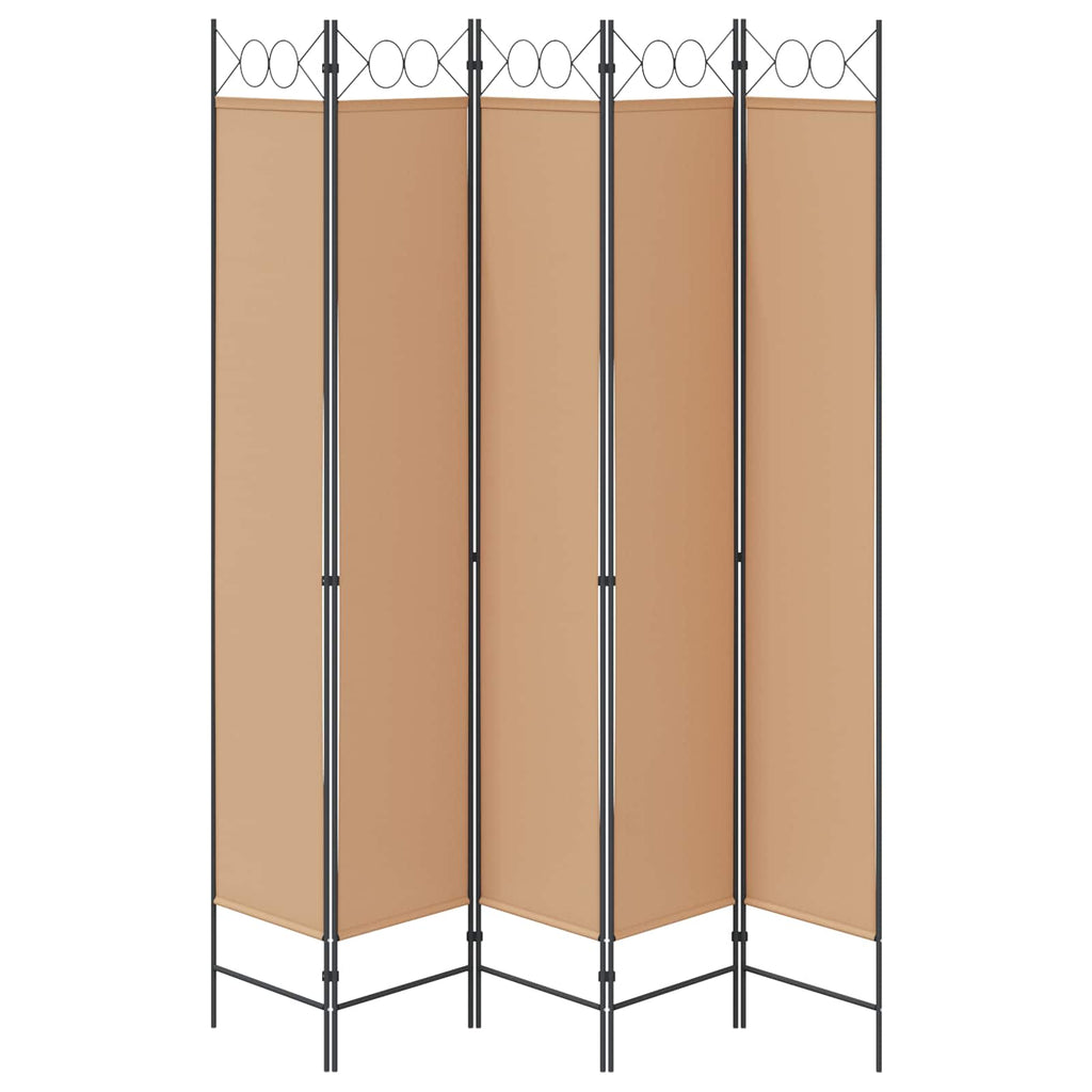 5-teiliger Raumteiler Beige 200 x 220 cm Stoff