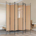 6-teiliger Raumtrenner Beige 240 x 220 cm Stoff