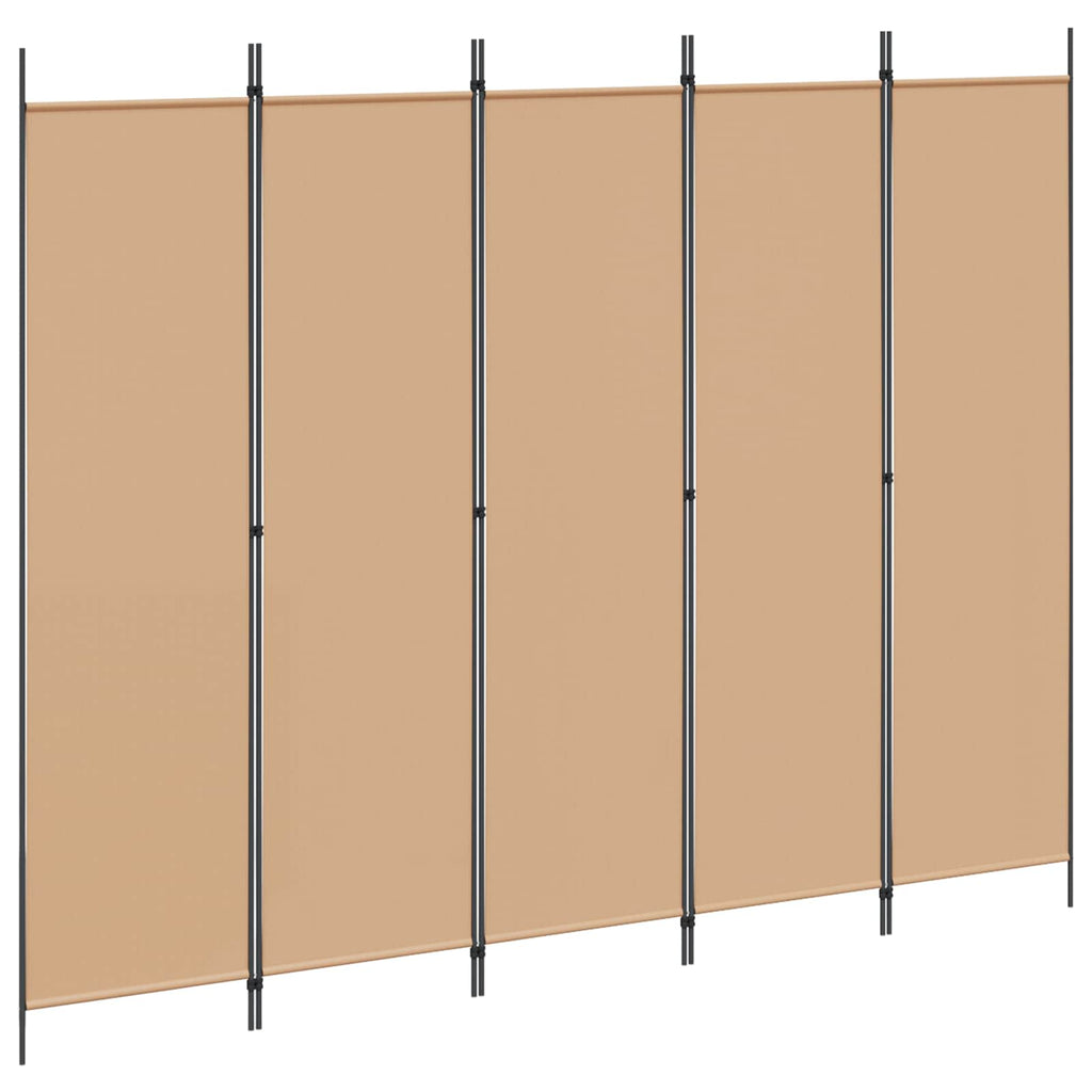 5-teiliger Raumteiler Beige 250 x 200 cm Stoff