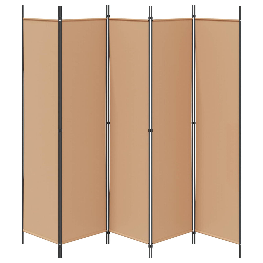 5-teiliger Raumteiler Beige 250 x 200 cm Stoff