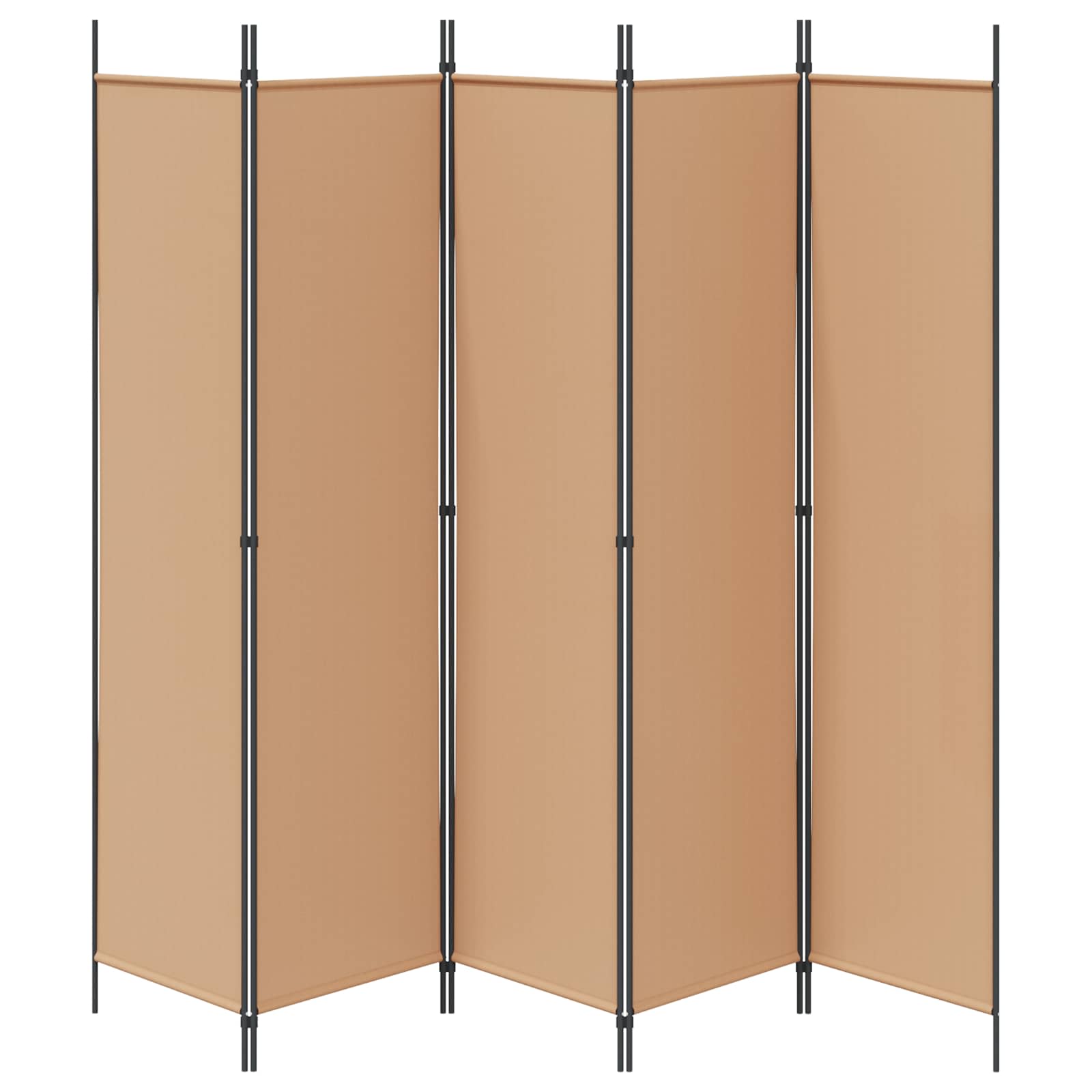 5-teiliger Raumteiler Beige 250 x 200 cm Stoff