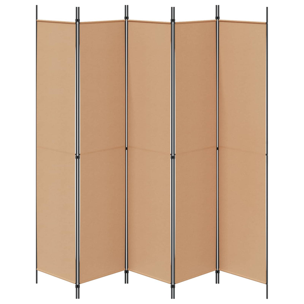 5-teiliger Raumteiler Beige 250 x 220 cm Stoff