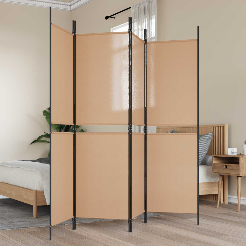 4-teiliger Raumteiler Beige 200 x 180 cm Stoff