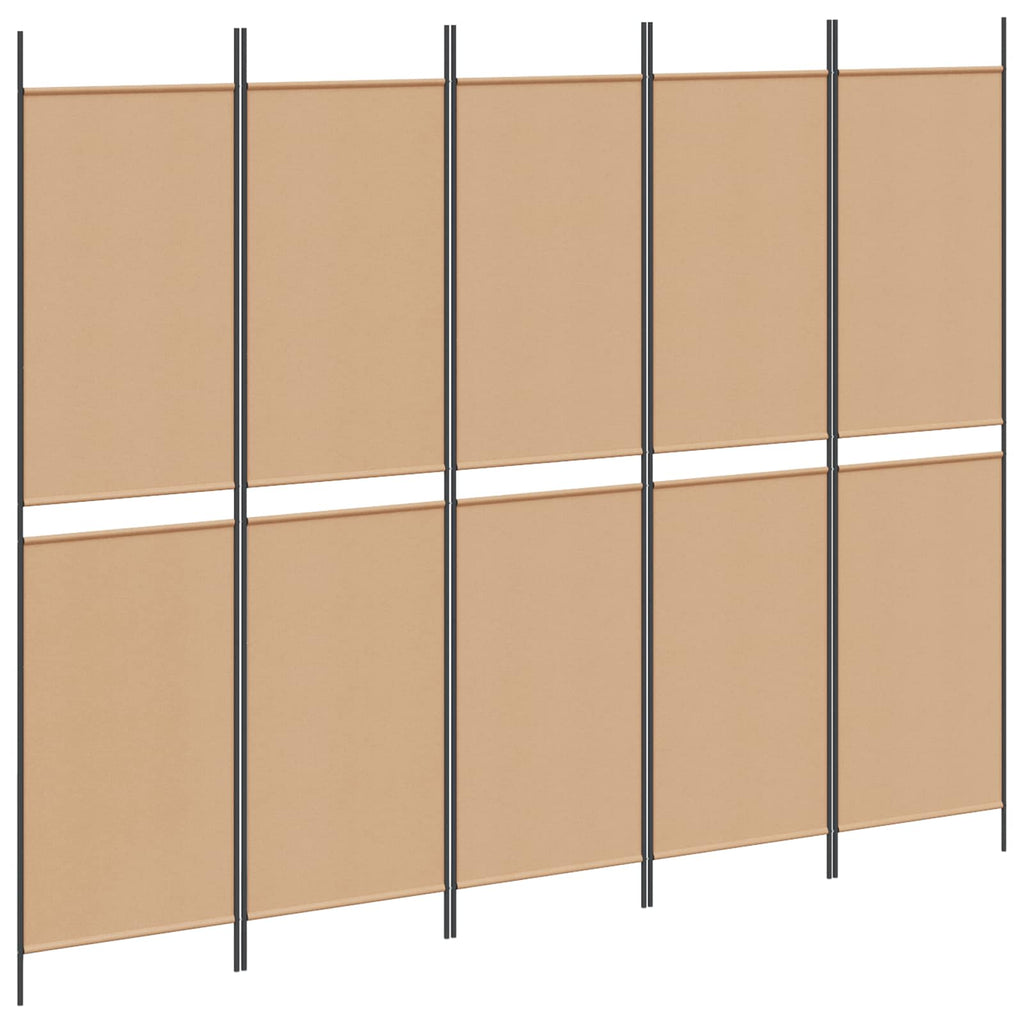 5-Panel Raumteiler Beige 250 x 200 cm Stoff