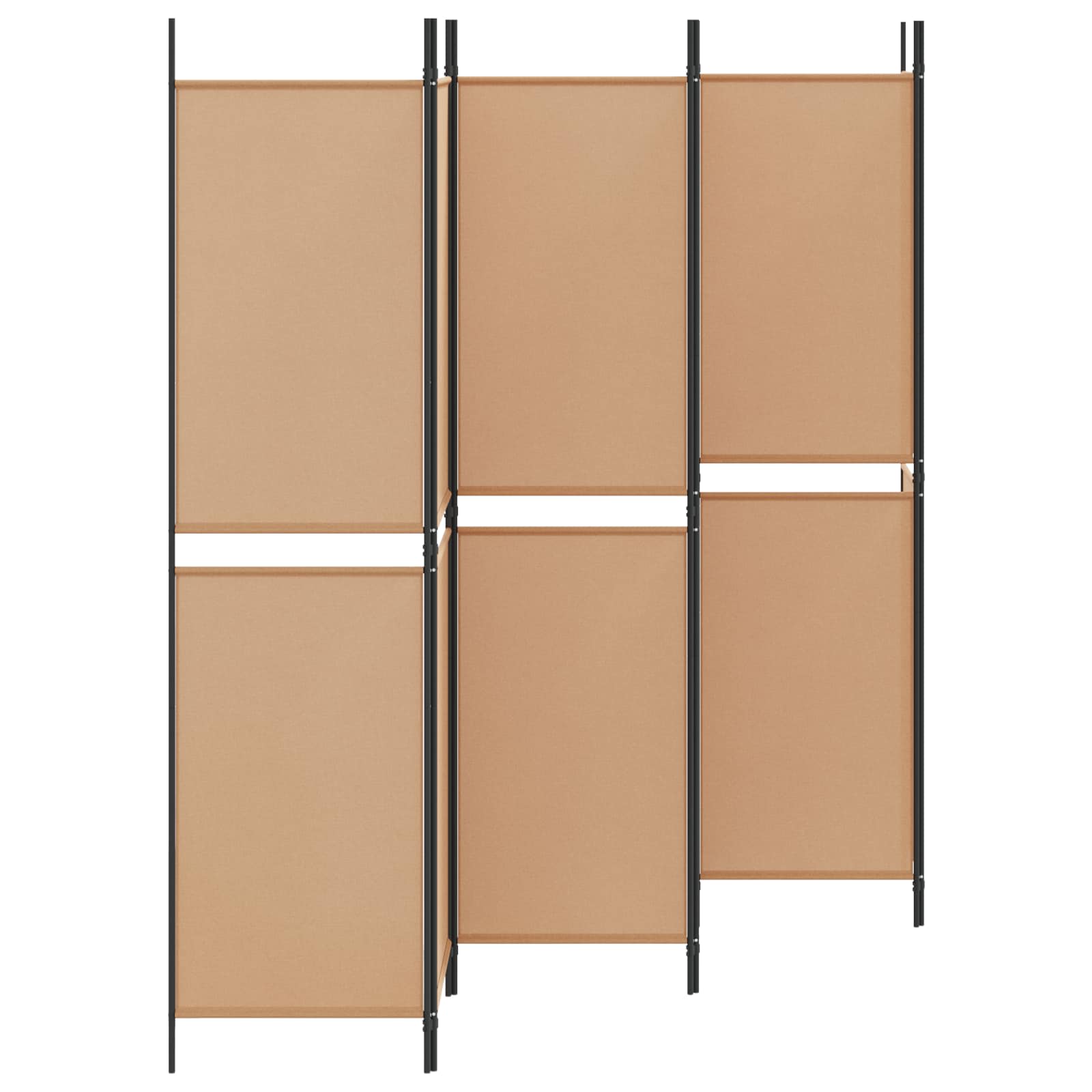 6-teiliger Raumtrenner Beige 300 x 200 cm Stoff