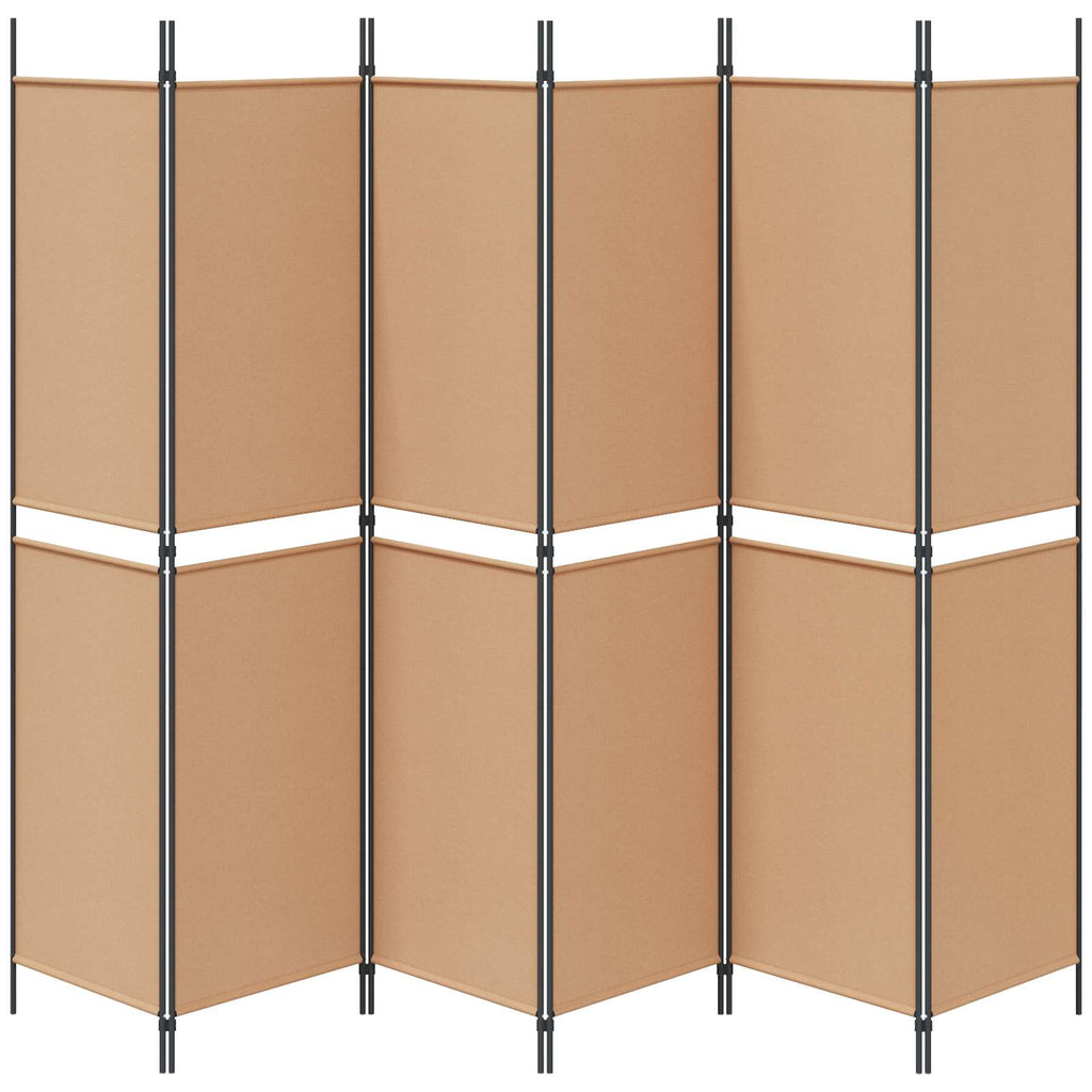 6-teiliger Raumtrenner Beige 300 x 200 cm Stoff