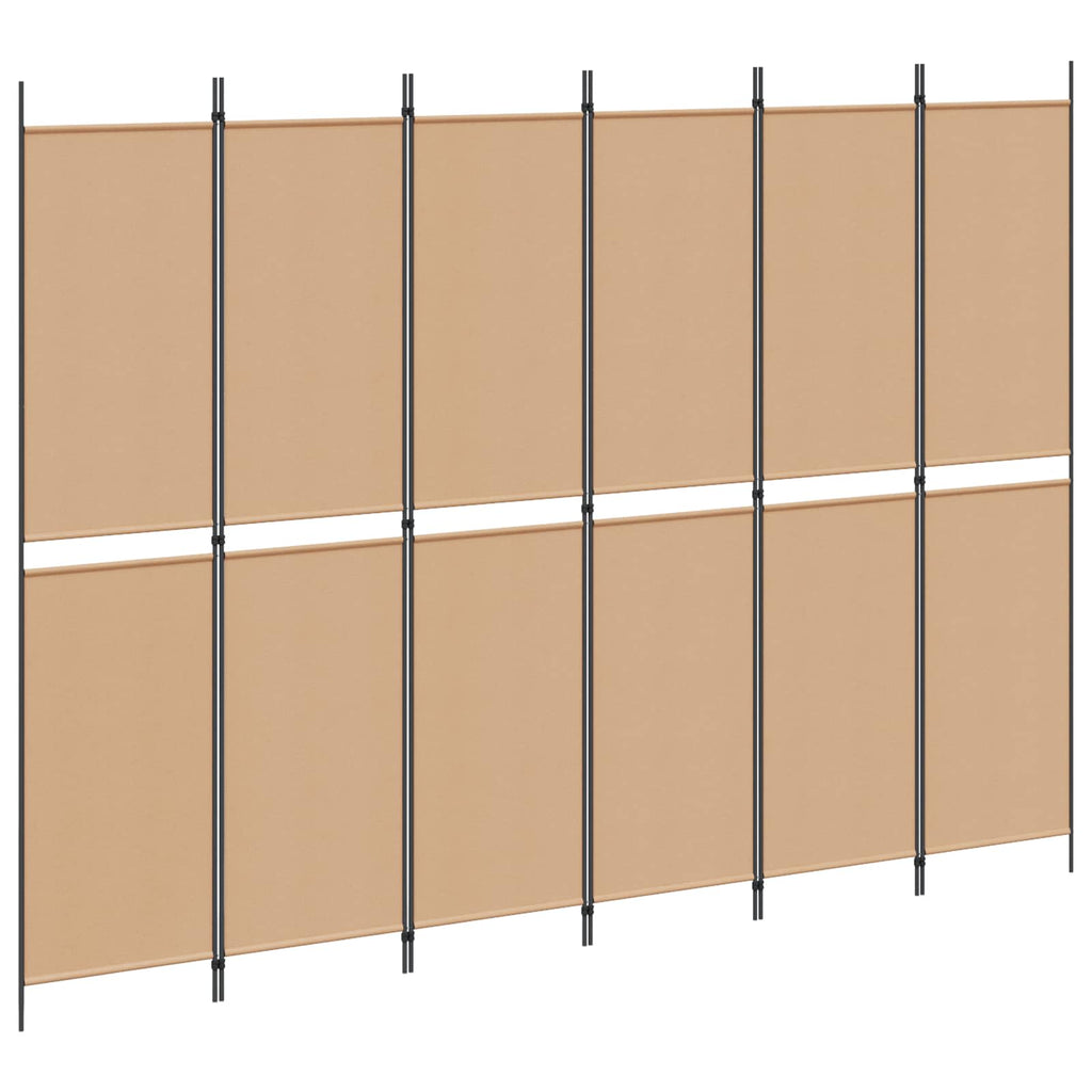 6-teiliger Raumtrenner Beige 300 x 220 cm Stoff
