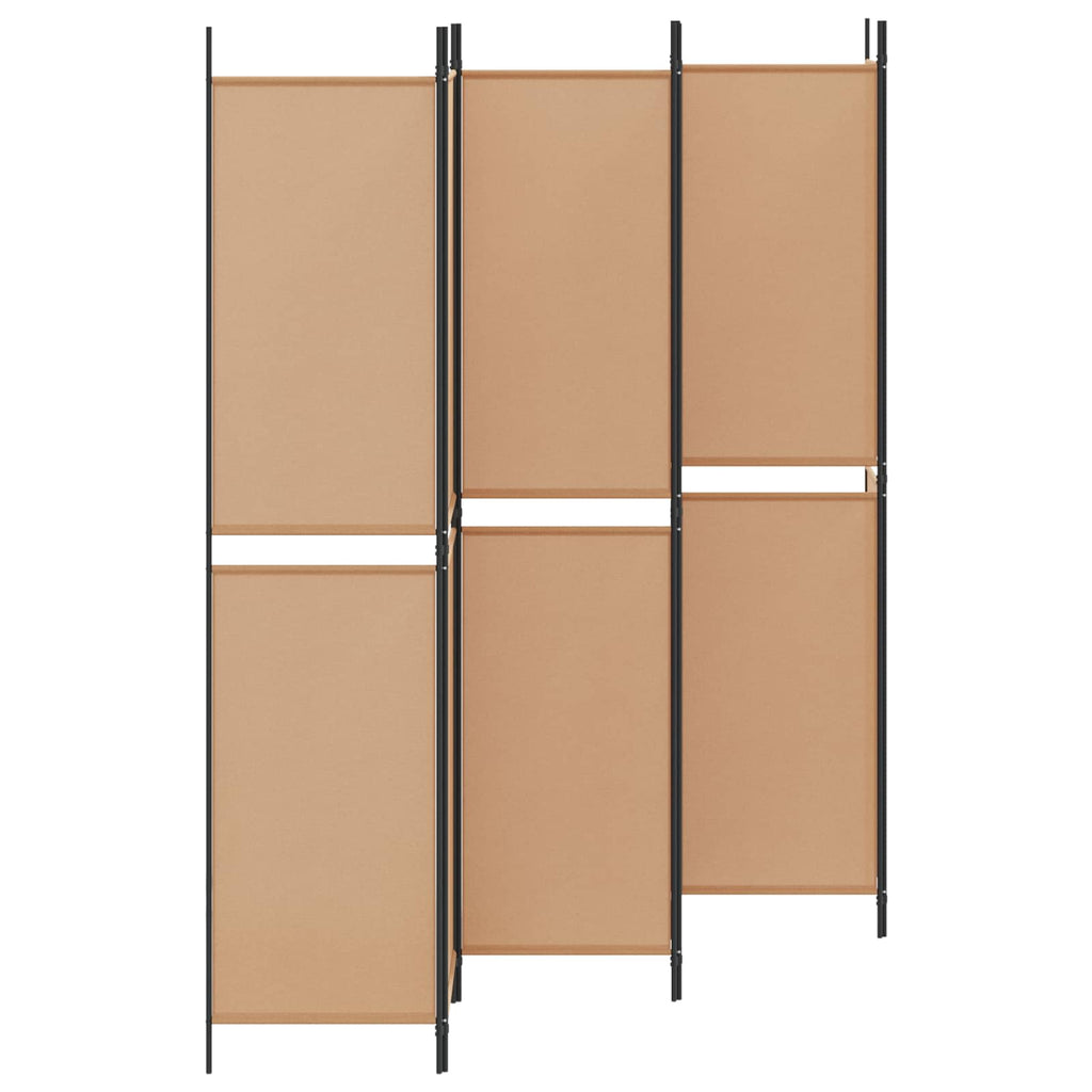 6-teiliger Raumtrenner Beige 300 x 220 cm Stoff