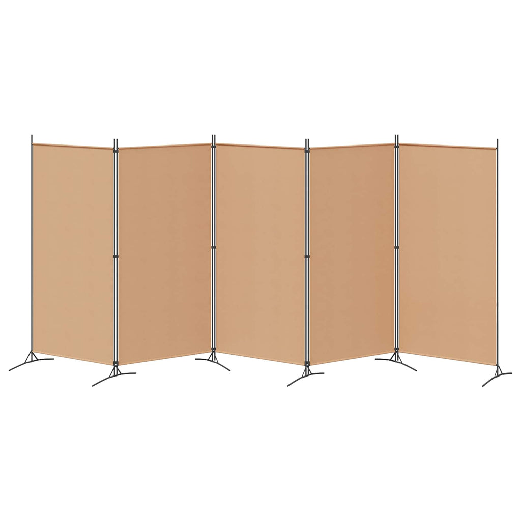 5-teiliger Raumteiler Beige 433 x 180 cm Stoff